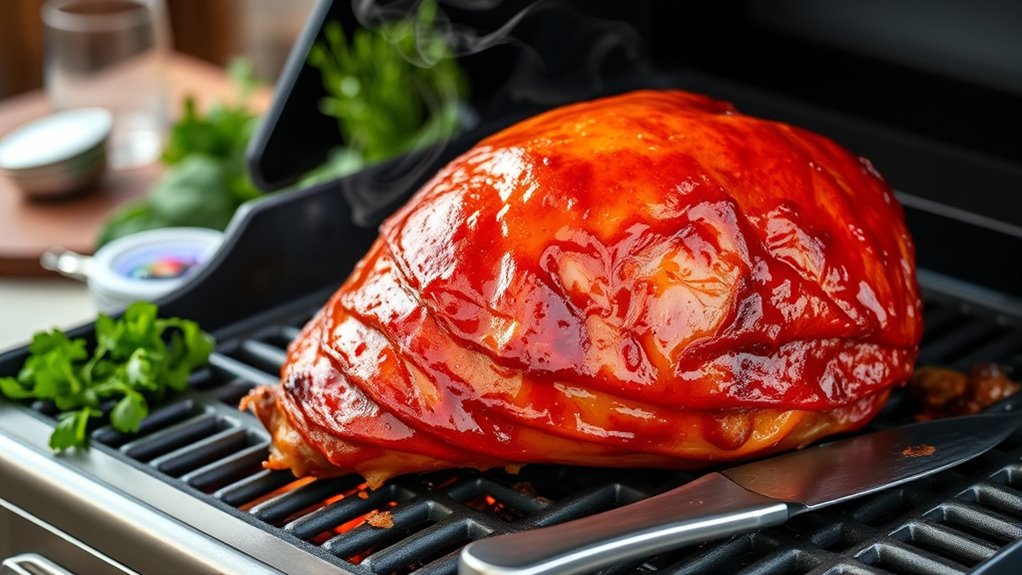 cooking ham on pellet grill