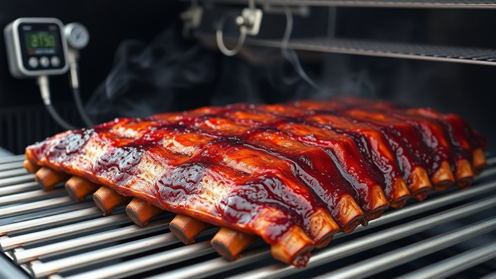 cooking ribs on pellet grill