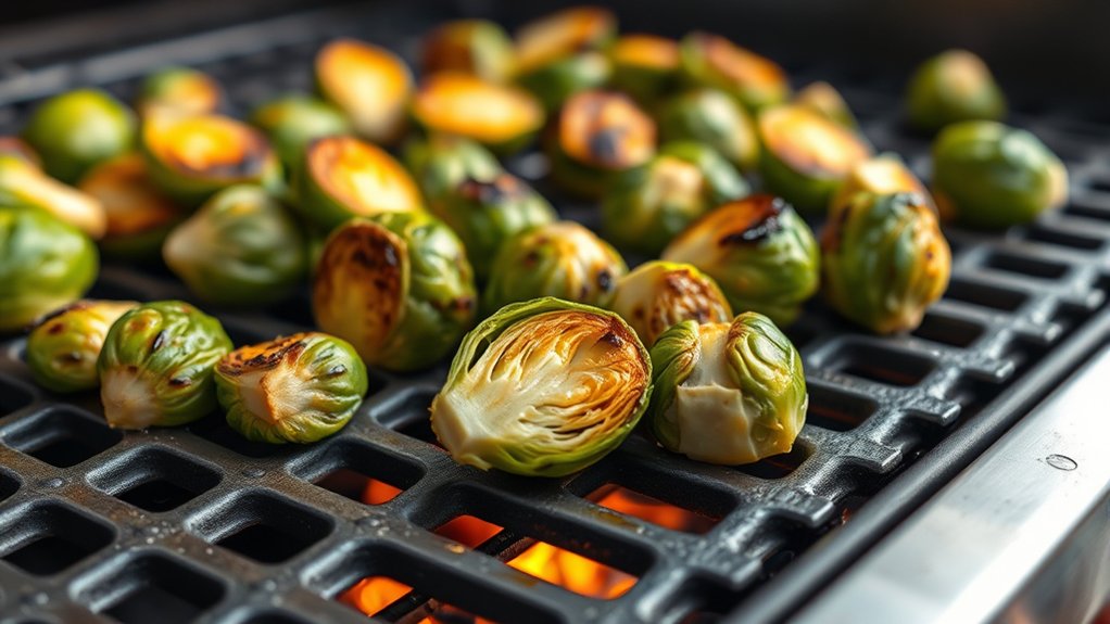 crispy evenly grilled brussels