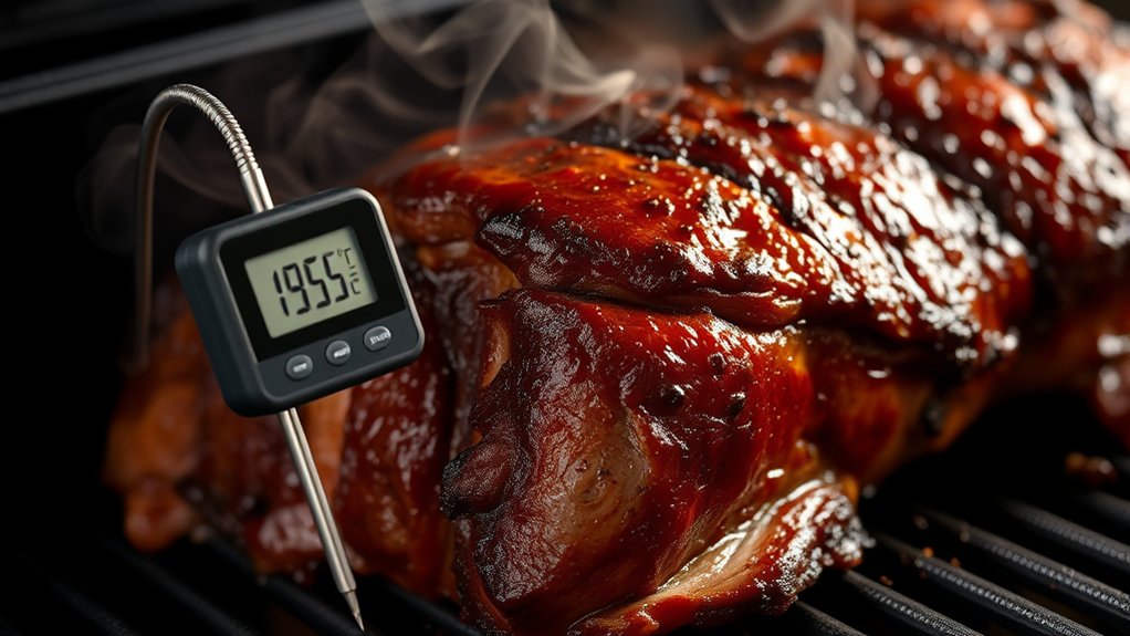 insert thermometer into center