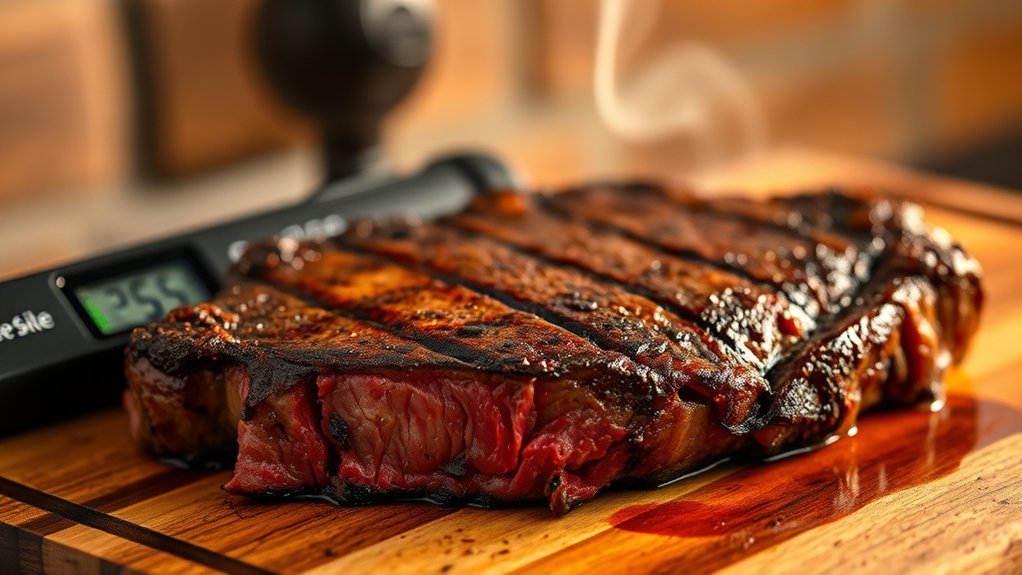 perfectly cooked pellet steak