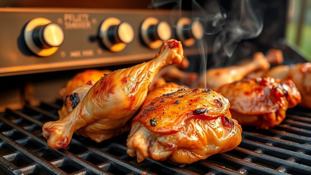 smoke chicken legs outdoors