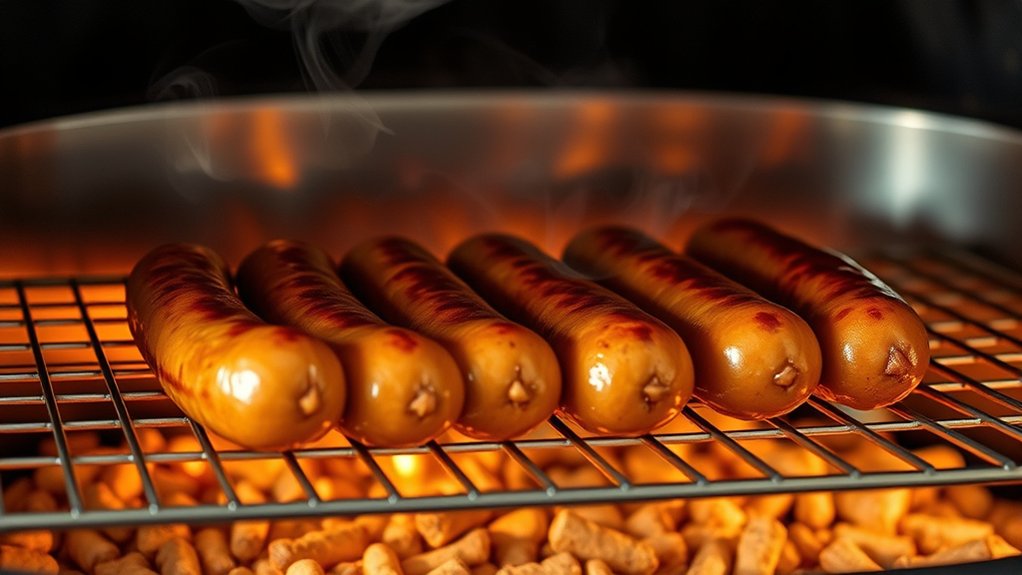smoke sausages at steady temperature