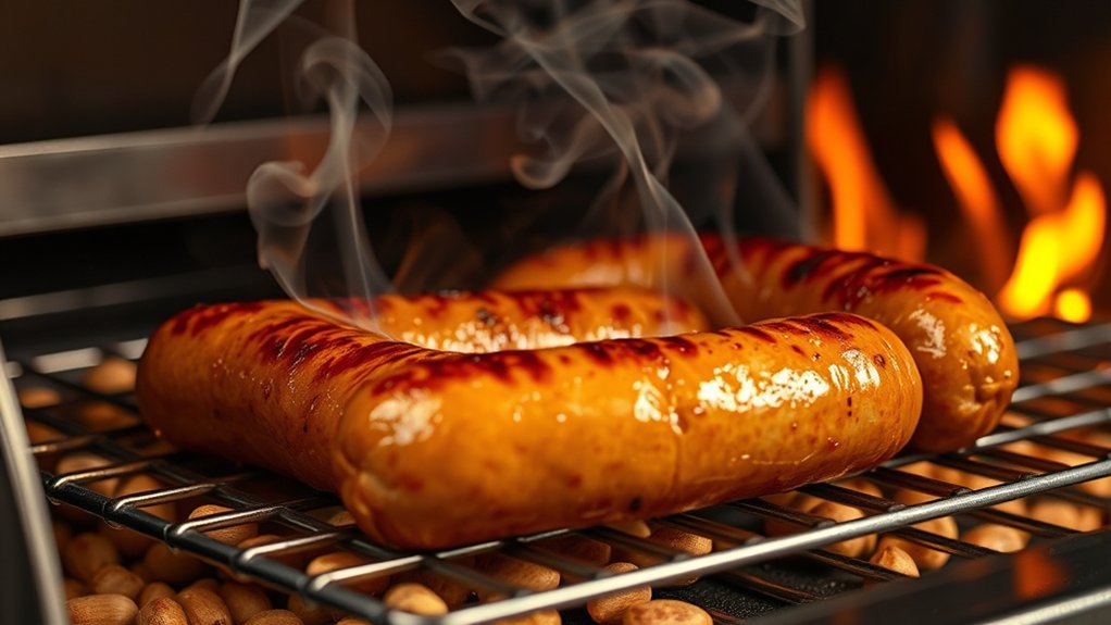 smoking sausage on pellet grill