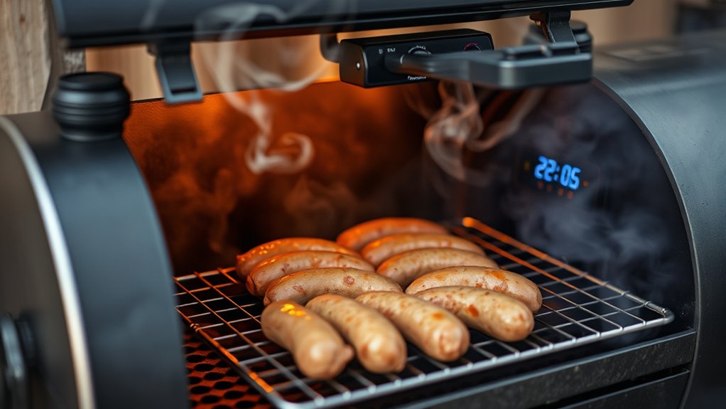 smoking sausage on pellet grill
